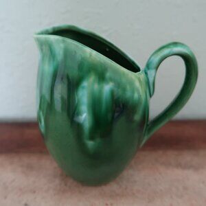 Vintage MCM Drip Glaze Small Green Pitcher